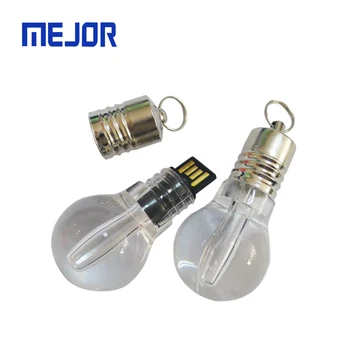 Transparent light bulb usb flash disk 16g Lampara lighten up 2.0 acrylic LED lamp pen drive 32G