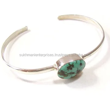 Semi Precious Gemstone Bracelet Tibet Turquoise Indian Silver Jewelry