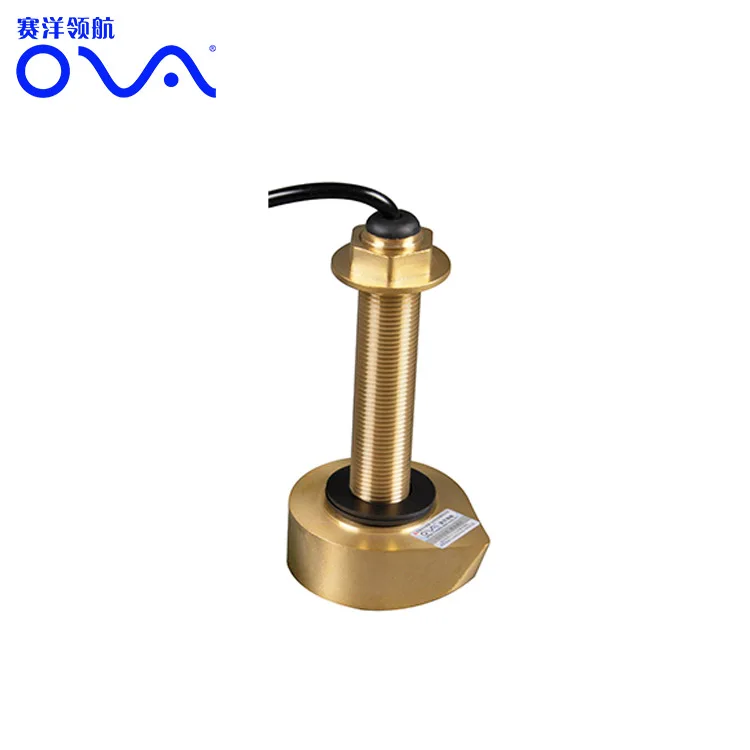 A-TD26 Measure Water Depth Ultrasonic Fish Finder Transducer Sensor Connect with Fish Finder or Echo Sounder 50/200 KHZ Bronze