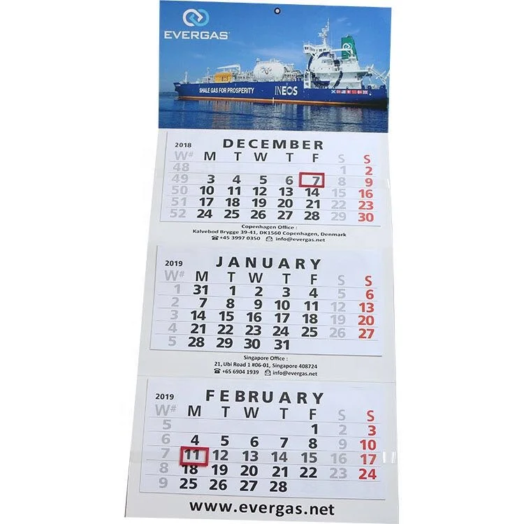 2022 Year Custom 3 Monthly Shipping Calendar With Spiral Bound Buy