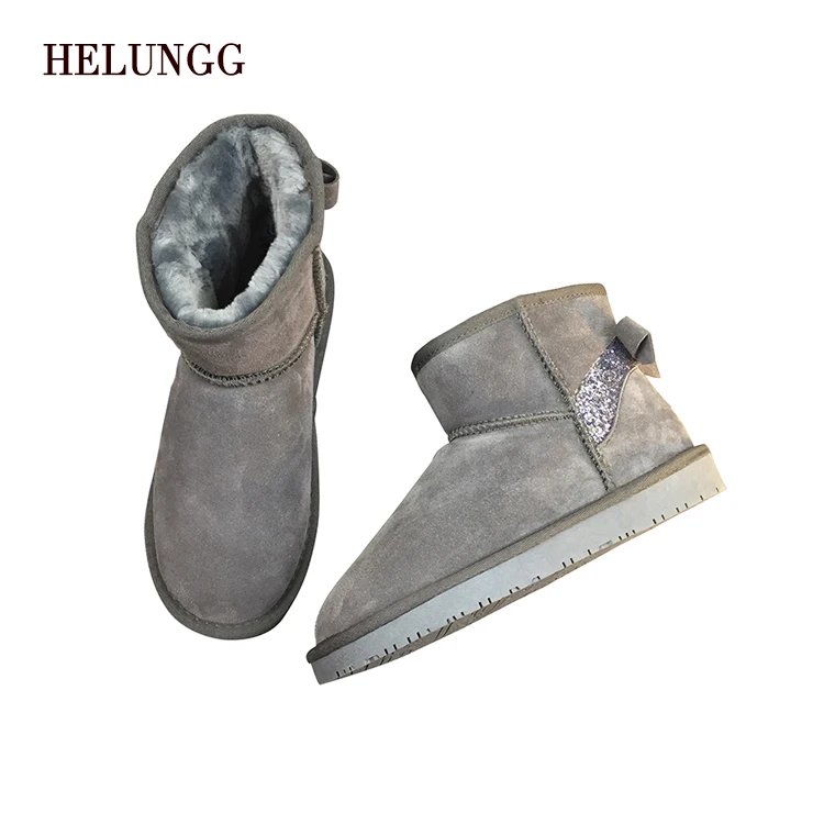 Оптовая продажа, зимние теплые мягкие сапоги из натуральной кожи для женщин и девочек