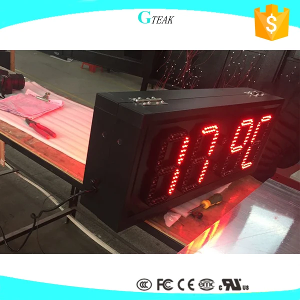 Outdoor Waterproof IR Control 7 Segment Iron Cabinet Led Clock Time Date Display Board Led Time and Temperature Sign