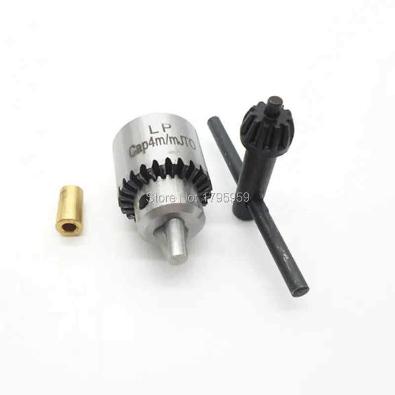 Micro Motor Drill Chucks Clamp 0.3-4mm W/ Key&3.17mm 1/8" Shaft Connecting Rod 