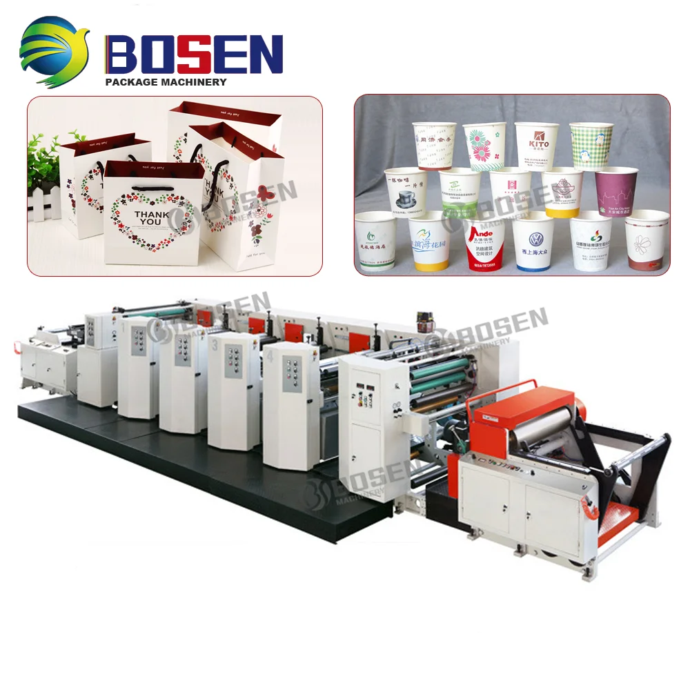 Five Colors Multifunction Sticker Label Flexo Printing Machine for Paper Tea Cup Flexographic Printer