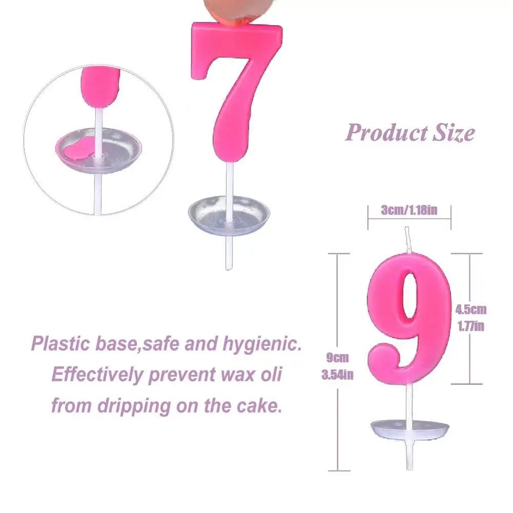 Unisex Birthday Number Candle with Plastic Base for Boys and Girls