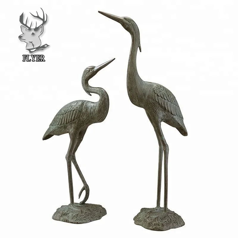 Beautiful Design Life Size Casting Bronze Heron Pair Statue for Home Garden Decoration