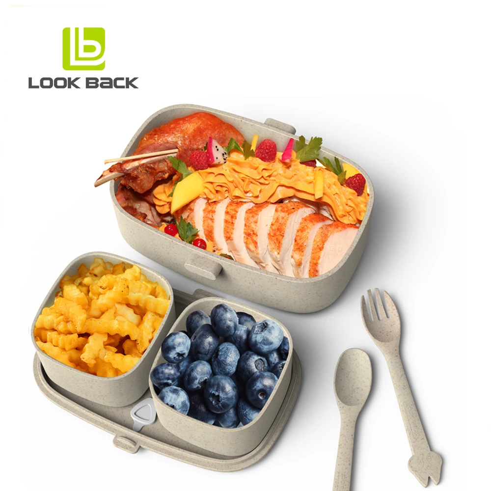 Household Items 3 Compartment Leakproof Lunch Boxes with Lock