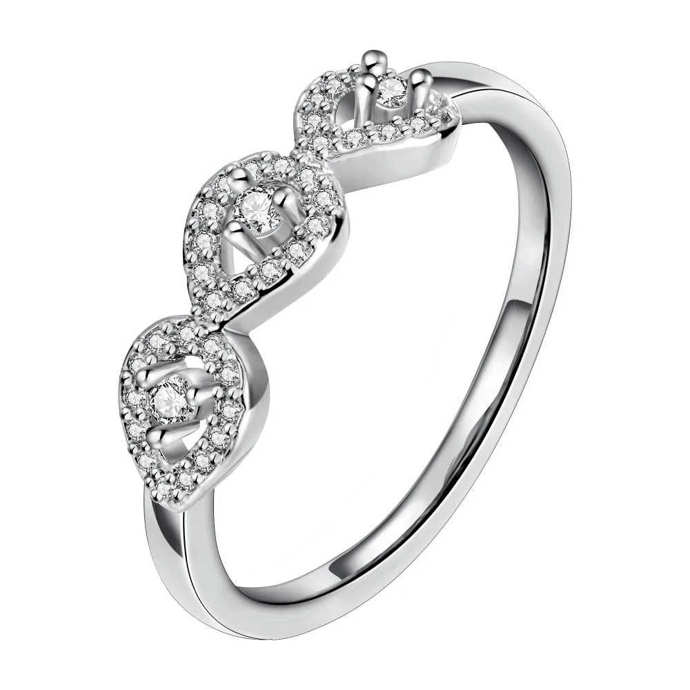 Epinki Fashion Jewellry Platinum Plated Womens Wedding Ring Bow Oval Pearl White Gold 