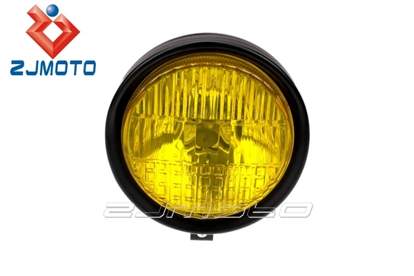 Chrome Motorcycle 4 Headlight Yellow Light Lamp For Harley Bobber Chopper