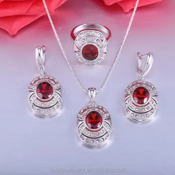 Indian costume sets wholesale fashion red crystal big stone jewelry sets