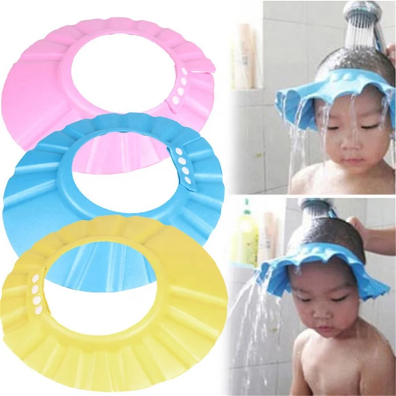 Adjustable Size Kids Shower Cap Cute Hair Shield Waterproof Bathing Protection 
