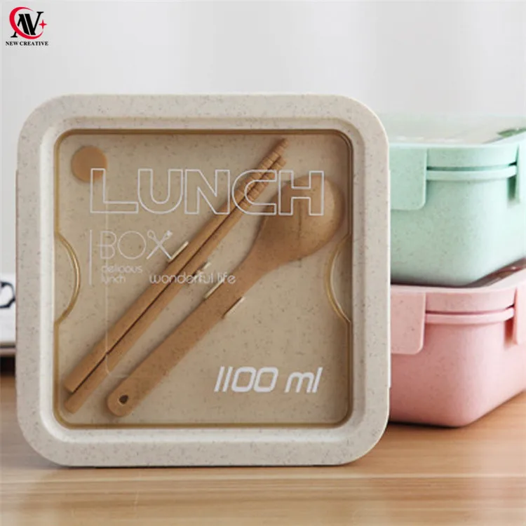 New Creative Wheat Straw Divided Grid Lunch Box Square Four - Temu