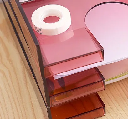 Штабелируемый прозрачный пластиковый настольный офисный Органайзер ZNS00004, лоток для документов с надписью и письмом