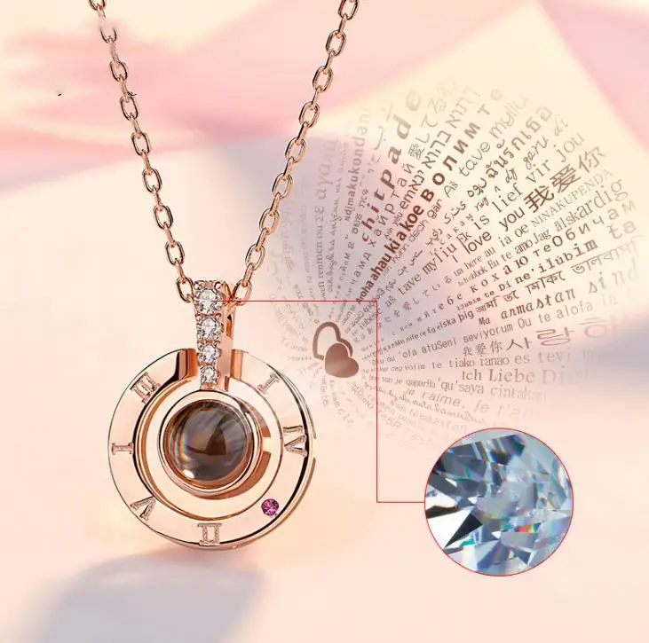 21 New Arrival Silver Rose Gold Silver Women Projection Necklace 100 Languages I Love You Necklace Buy 100 Languages I Love You Necklace Silver Women Necklace Projection Necklace Product On Alibaba Com