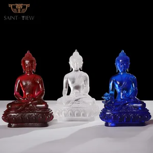Crystal Glass Liuli Chinese Three Precious Triratna Buddhas Statues Wholesale