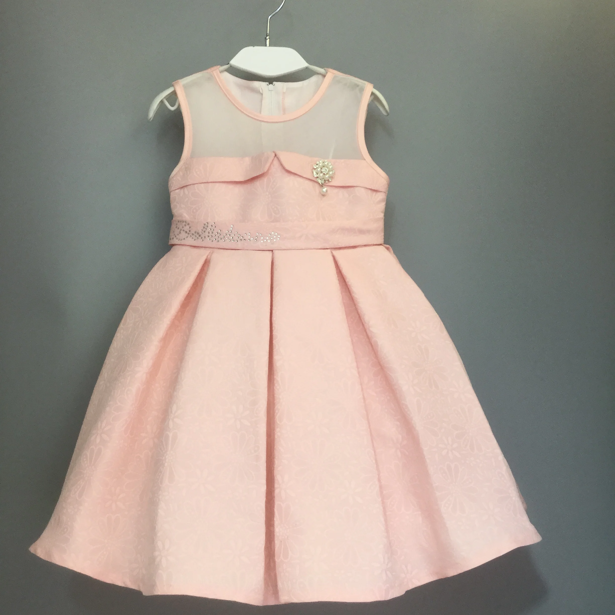 
 Индивидуальные Розовый цвет дети лето без рукавов дети девушка платье  