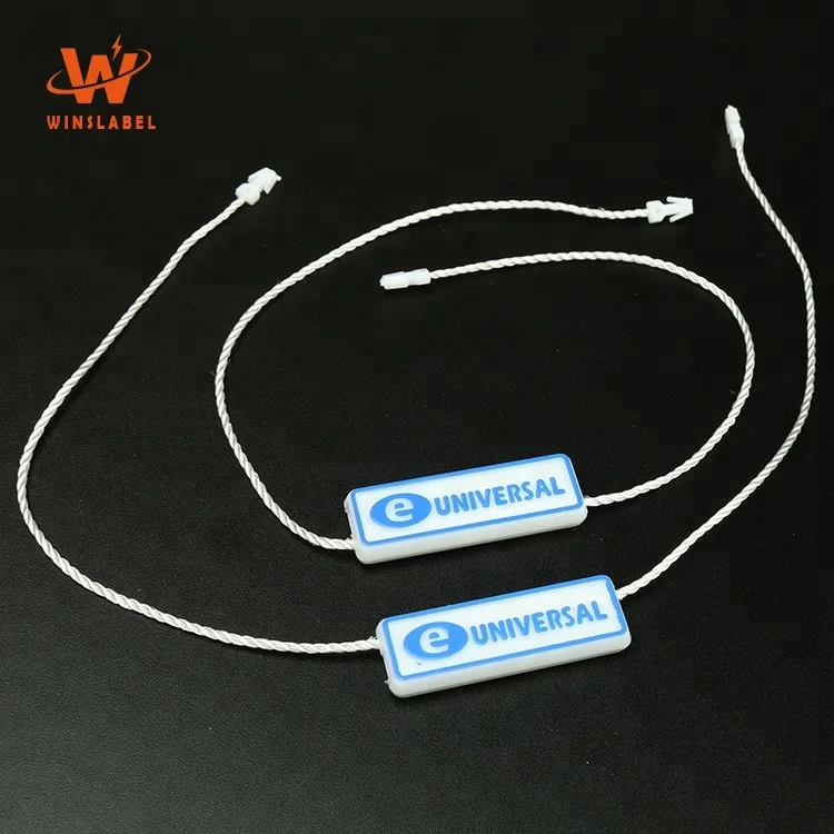 Factory Wholesale Swing Hangtag Loop Cord Lock High Quality Unique Design Garment Plastic Security Seal String Tags for Clothing