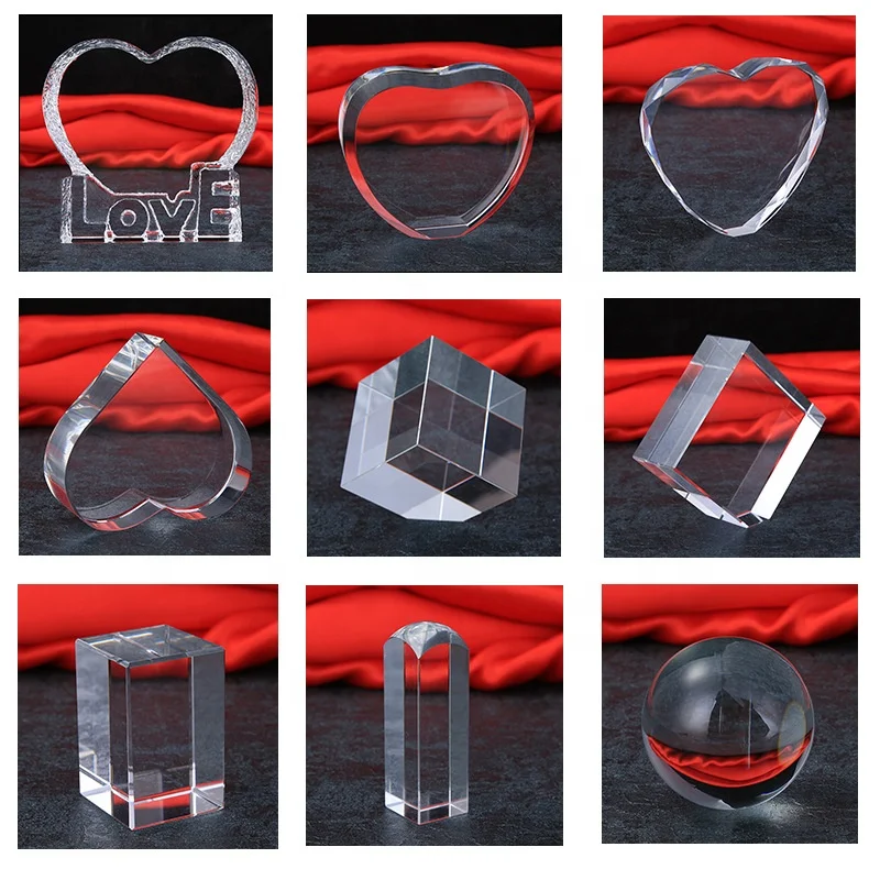 Crystown FREE SAMPLE K9 Glass Cube LED Base Wedding Gift Engraving Block 3D Laser Crystal PaperWeight K9 Cubes Crystal Blank