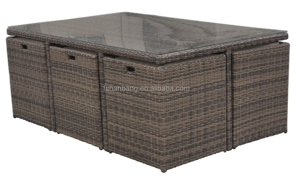 Contemporary Outdoor Wicker Patio Rattan Cube Garden Set for Park Use
