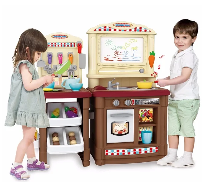 Новый пластиковый детский игровой Набор для кухни игрушка с магнитной панелью письма и фактическим выходом