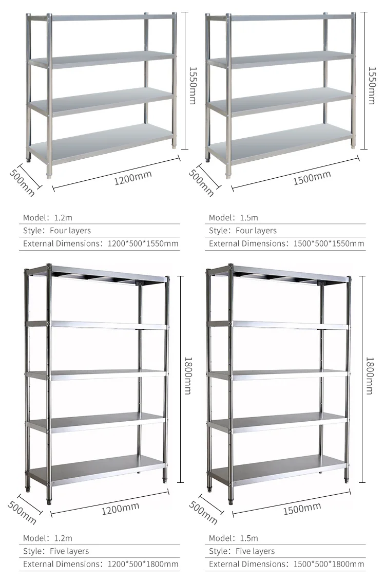 High Quality Industrial Stainless Steel Storage Shelves Rack Kitchen