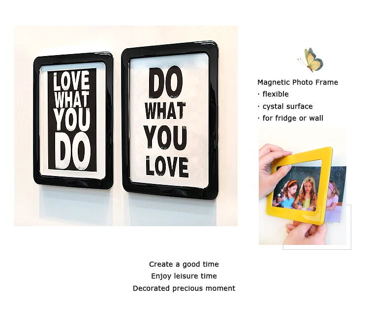 Wholesale Gift Crystal Photo Frame Metal Gold Magnetic Photo Frame for Fridge factory