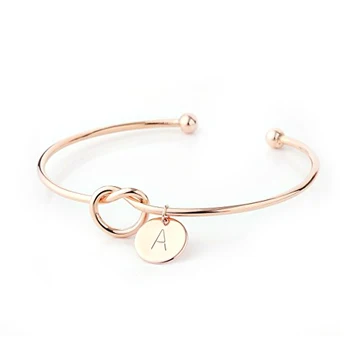 Hand Jewellery Hollow Open Silver Tie Bangle Charm Gold Plated Stainless Steel Custom Cuff Knot Bracelet