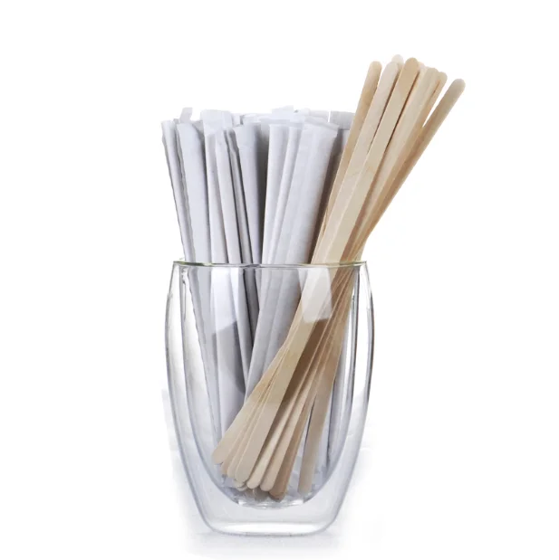 120 Pack Coffee Stirrers Individually Wrapped Disposable Wood Coffee Stir Sticks 