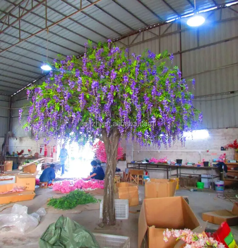 人造紫藤花树与紫色花装饰 Buy 装饰树和花 室内花树 装饰人造花树product On Alibaba Com