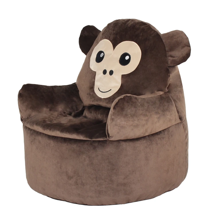 Brown Monkey Animal Shaped Kids Velvet Bean Bag Chairs Bean Bag Baby  Playing Room Chair for Living Room Kid Beanbag Chair