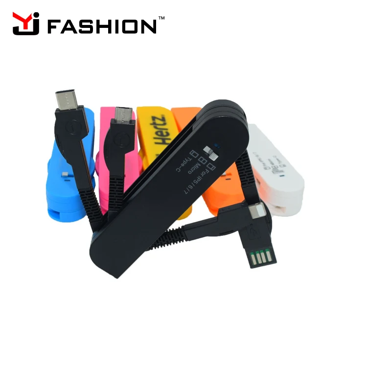 Yijiashishang 2019 New USB-C Type C swiss Army Knife Usb Charger 3 in 1 with logo Customized for iPhone and Micro Usb