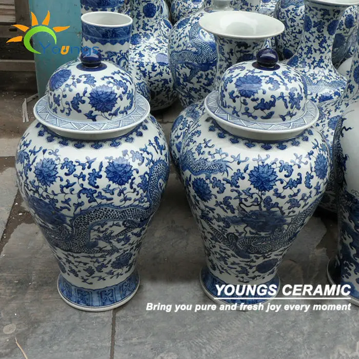 H60cm Chinese Blauw En Wit Porselein Tall Tempel Pot Met Deksel - Buy Tempel Jar,Keramische Pot Met Deksel,Tall Jar Product on Alibaba.com