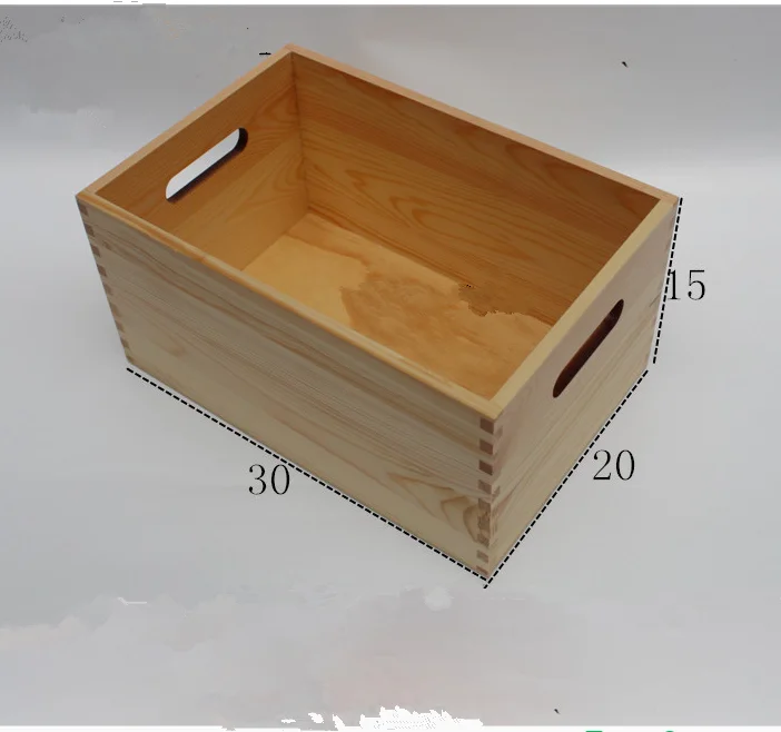 Handle Style Custom Design Wood Storage Box Without Lid