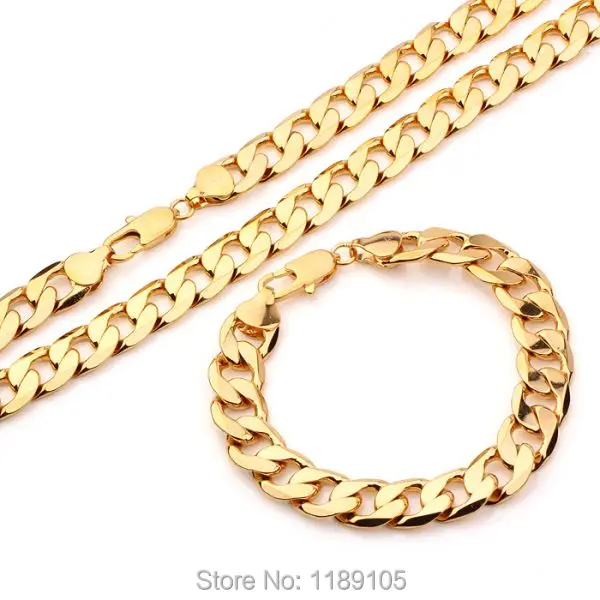 Heavy mens jewelry set Real 24k 24ct yellow gold filled