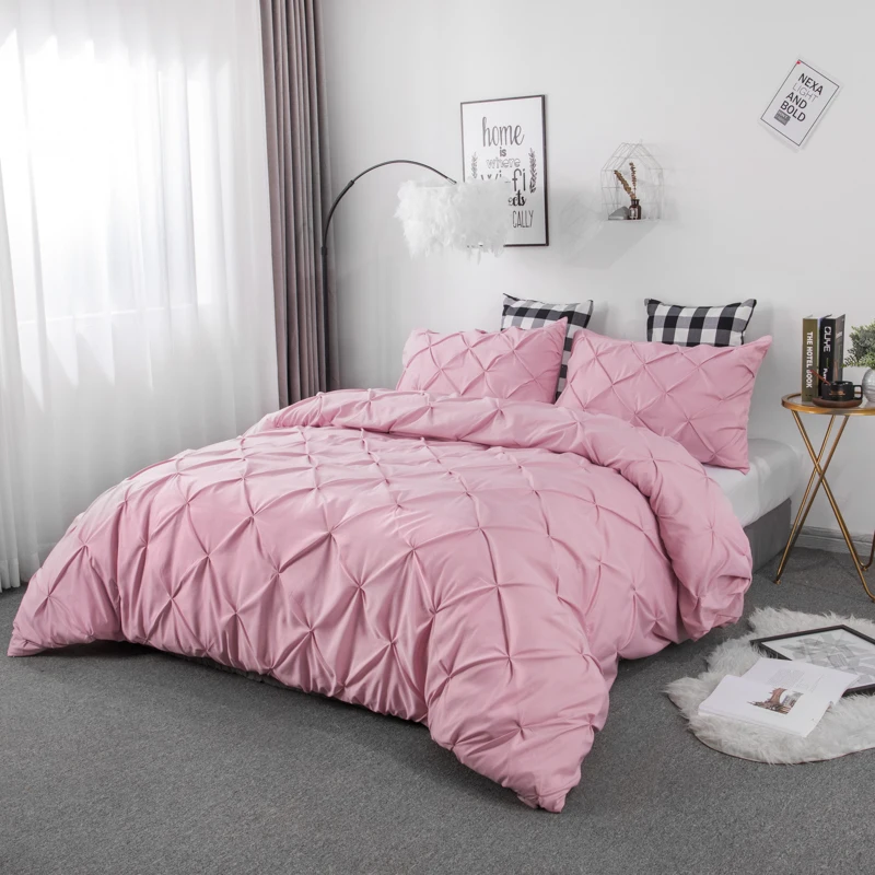 Комплект пододеяльников ручной работы из полиэстерного шелка и фетра розового цвета размера king size 240*260