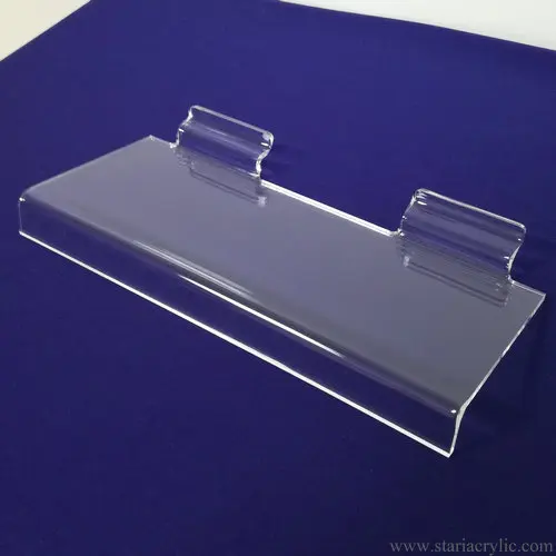 Clear Acrylic Slatwall Shelves With Side Supports Lucite Slatwall