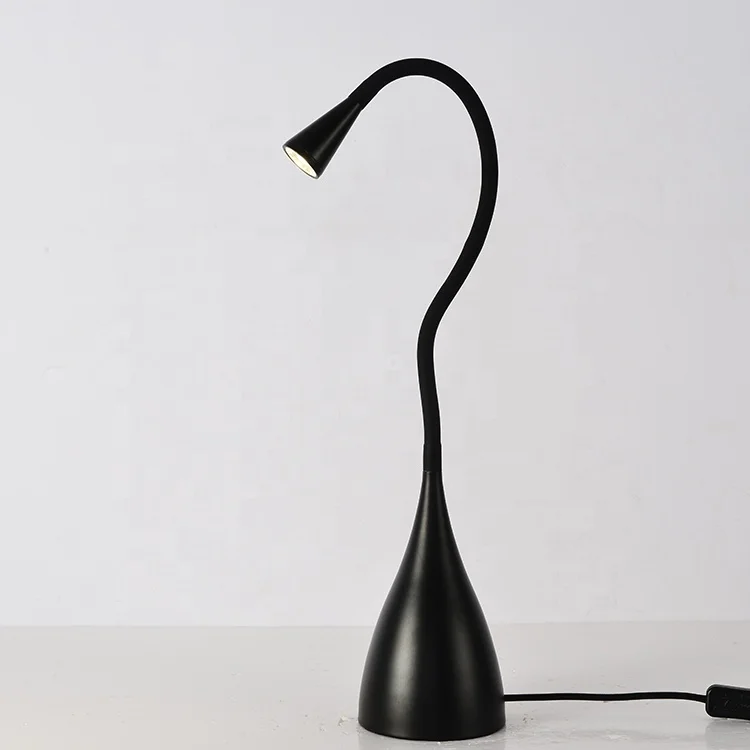 Modern simple LED reading desk lamp Hotel bedside 3W flexible hose reading table lamp in black finish Chinese suppliers Custom