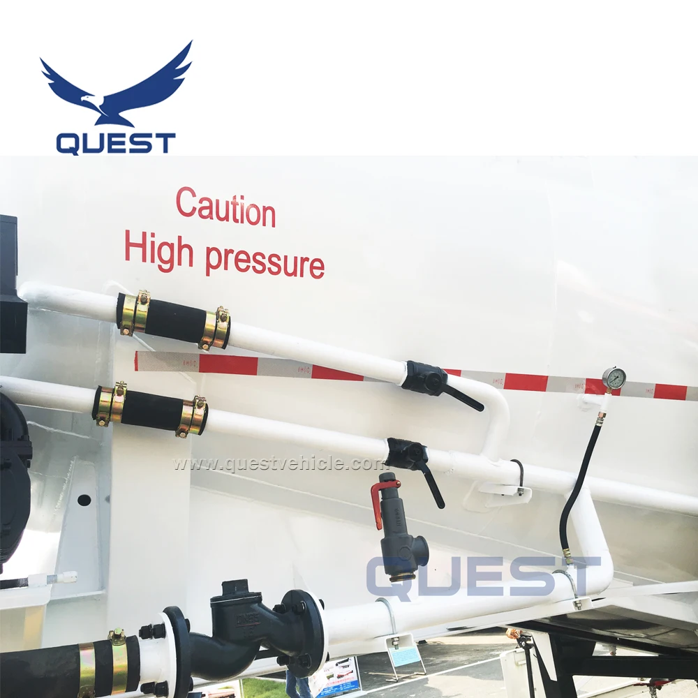 QUEST Tri-axle 60cbm 45cbm 60 Ton 70 Ton Powder Tanker Dry Silo Bulk Cement Bulker tank Semi Trailer for Sale