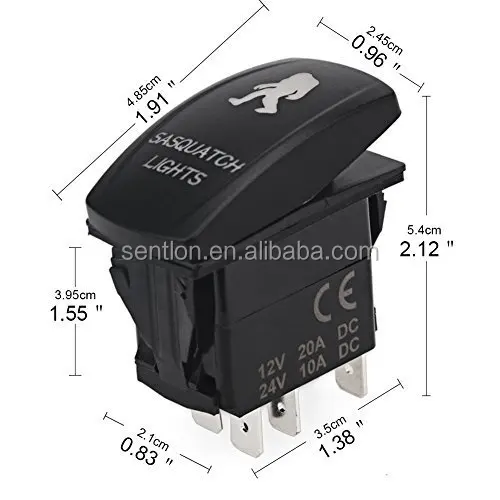 Universal Type 12V 24V Blue, Red, Green LED Illuminated ON-OFF 5 Pin ...