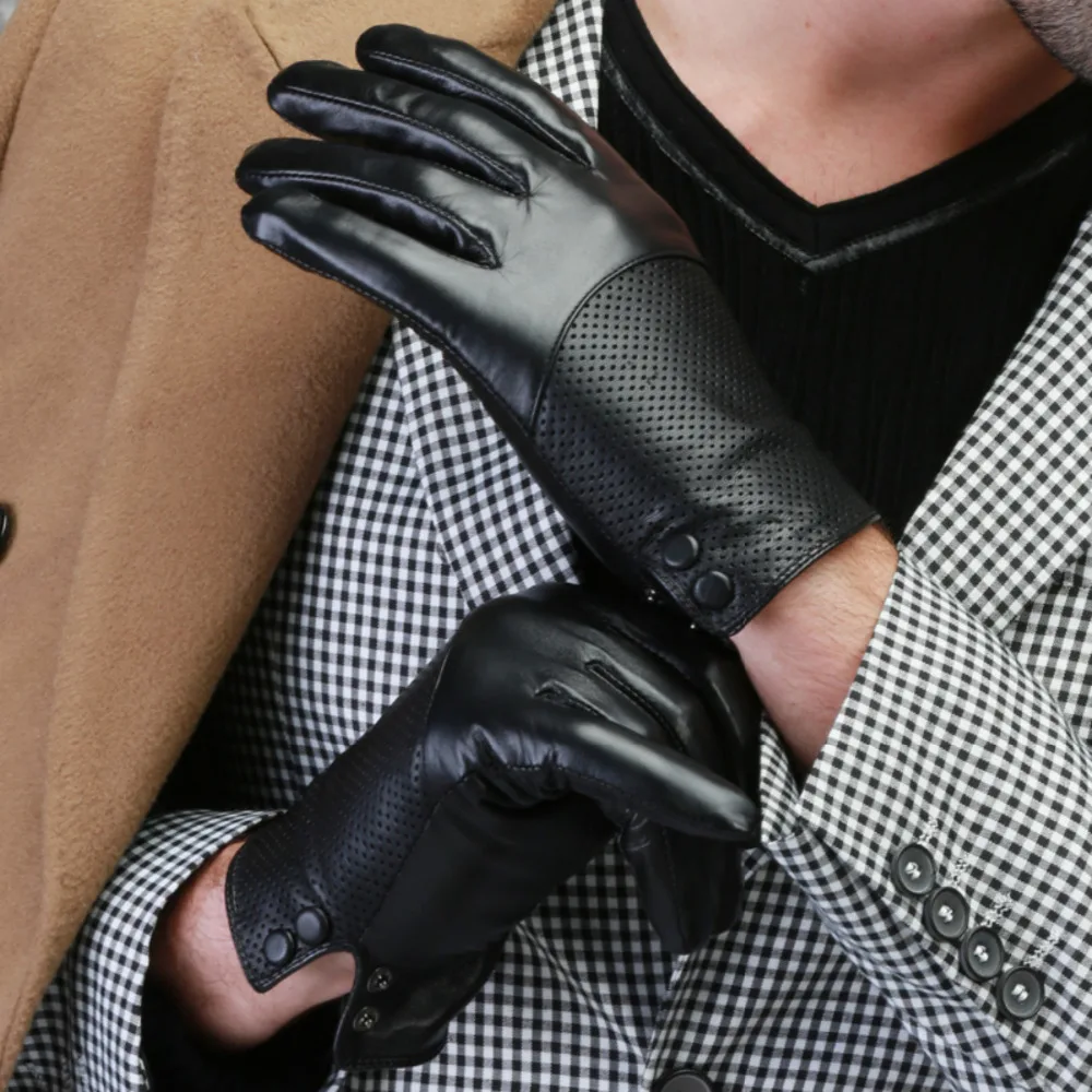 Оптовая продажа зимние кожаные мужские перчатки для мотокросса вождения с сенсорным