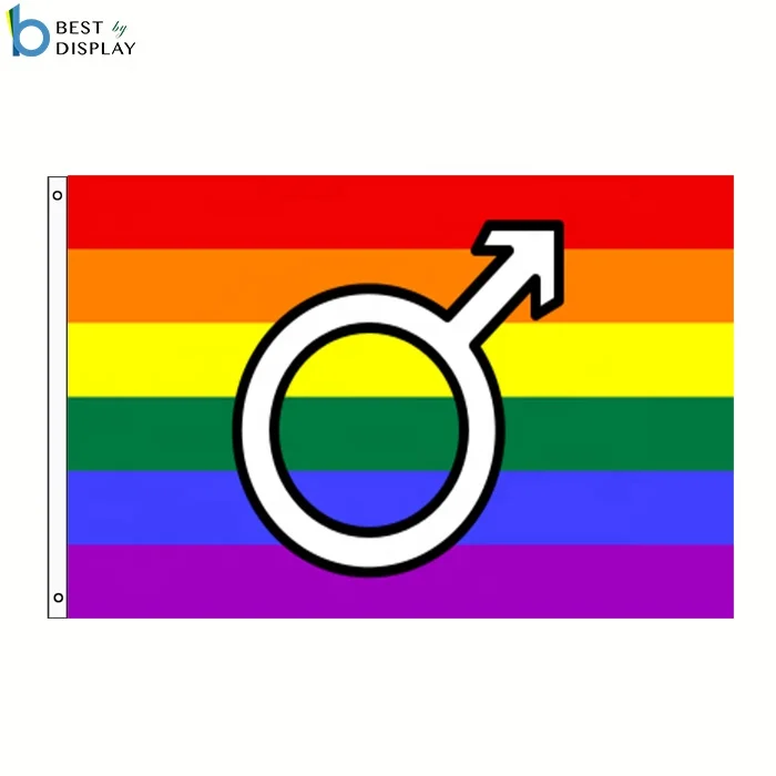 Custom Printed 100D Polyester LGBT Rainbow Flag Gay Pride Flag
