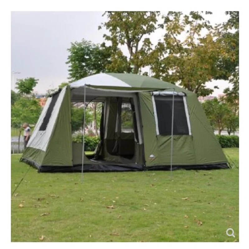 460*305*H210cm two bedrooms & one mall camping family tent large space for traveling hiking 6/7/8/persons double layers