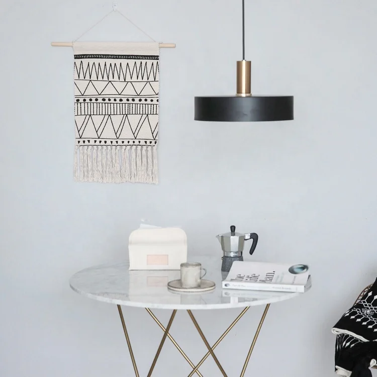 Северная Европа черный волнистый дизайнерский напольный коврик Бохо корзина арабский гобелен ручной вязки кисточки Белый настенный