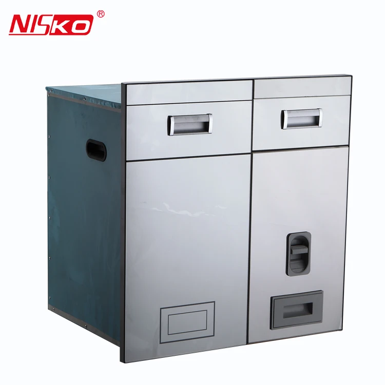 Multifunctional Rice Storage Container Pull Out Grain Box 2 Layers with Cover Stainless Steel Food Container