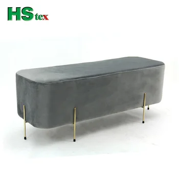 HStex Living Room Fabric Ottoman with Gold Stainless Steel Ottoman Pouf