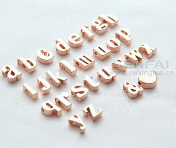 China Wholesale Rose gold Lowercase A---Z Single Alphabet Letter Beads Charm For Jewelry Diy