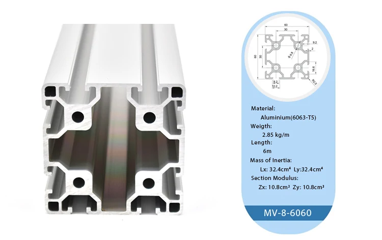 Industrial Aluminum Alloy 6000 Series T-Profile 6060 6090 60120