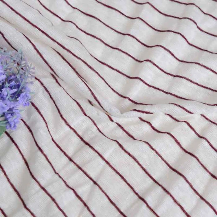 Поставщик 92% лен 8% вискоза полоса ткани для футболка с длинными