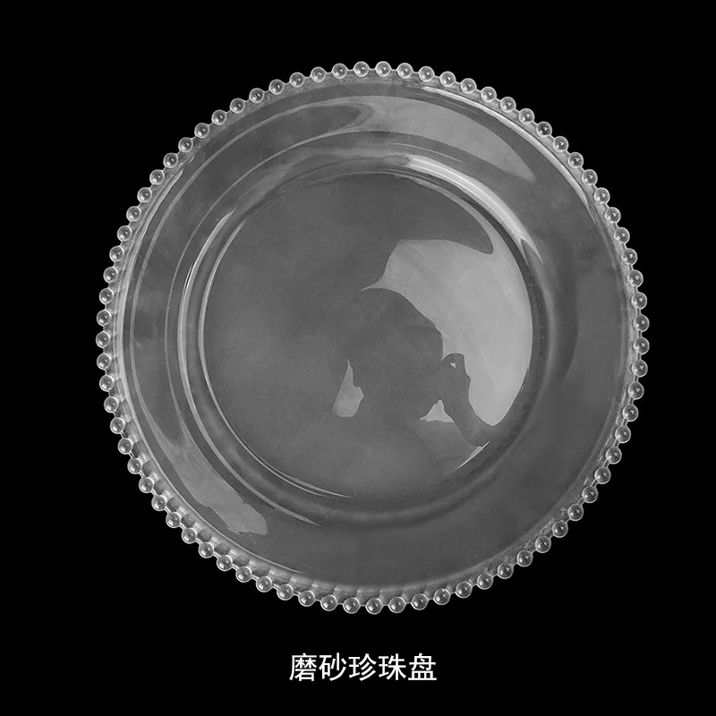 Cheap Wholesale Wedding Gold Ball Edge Glass Charger Plates