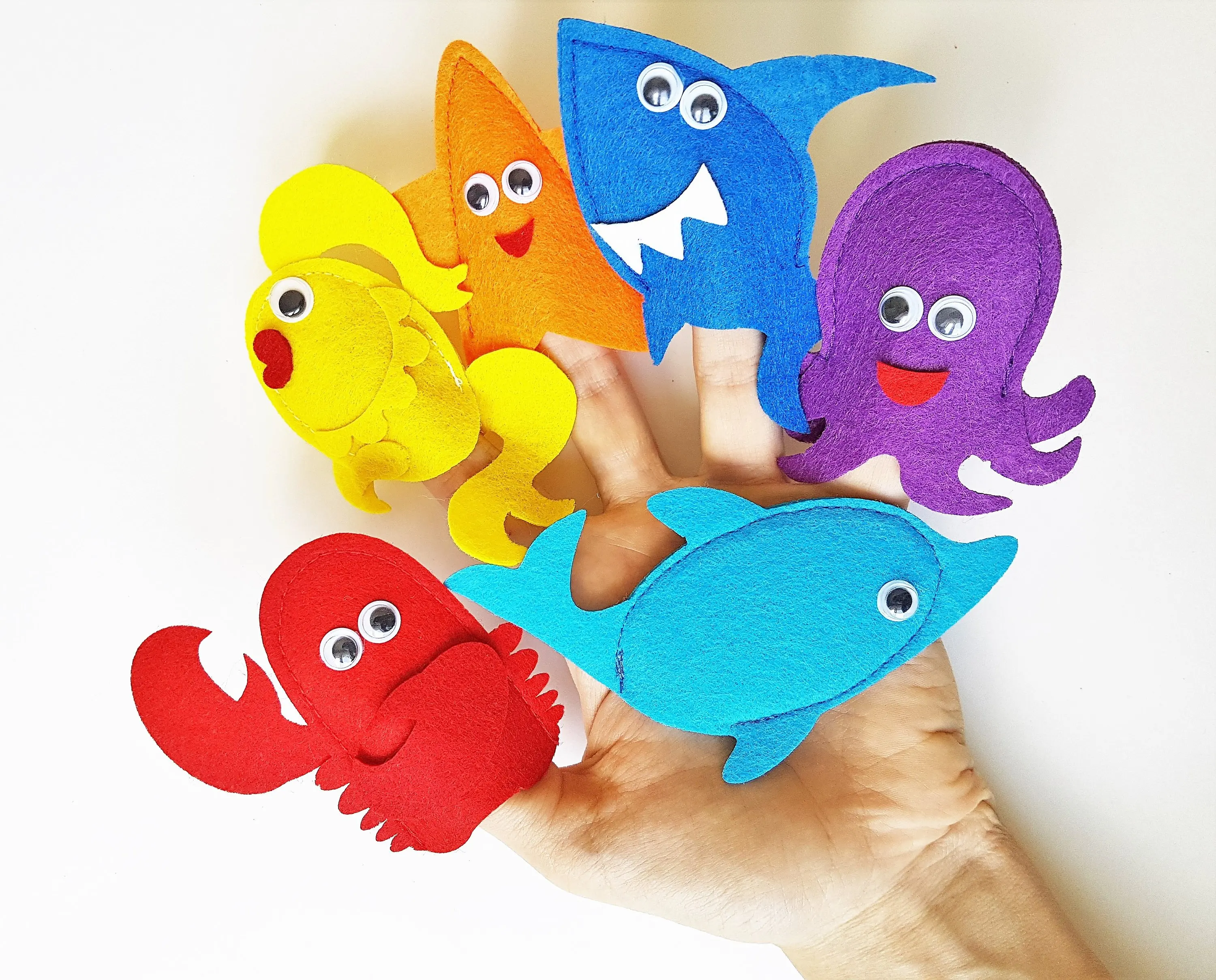 Custom Finger Puppets Sea Animals Felt for Kids